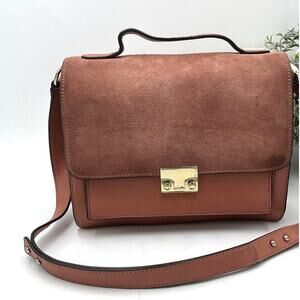 Loeffler Randall‎ Pink Dusty Rose Minimal Rider Suede Leather Satchel Bag
